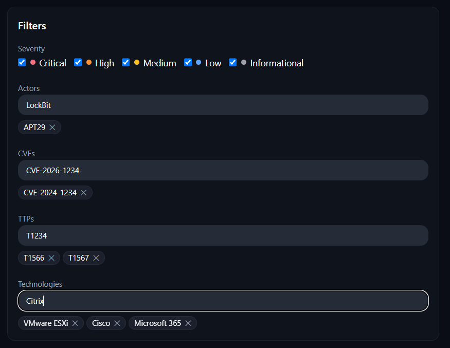 r-tec Threat Intelligence — Watchlist- und Filterkonfiguration